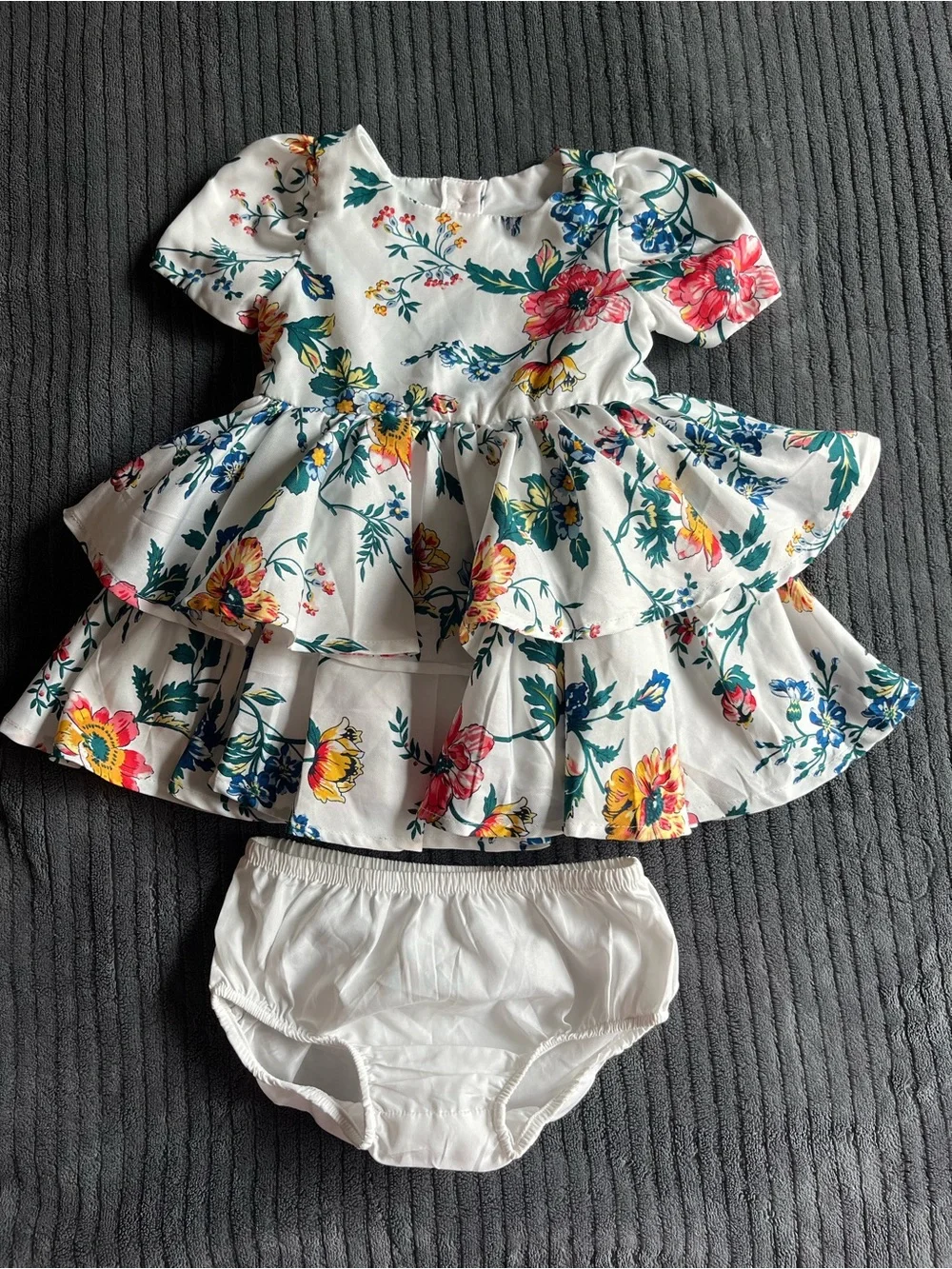 White Floral Tiered Girls' Dress | 6-12 Months | Like New